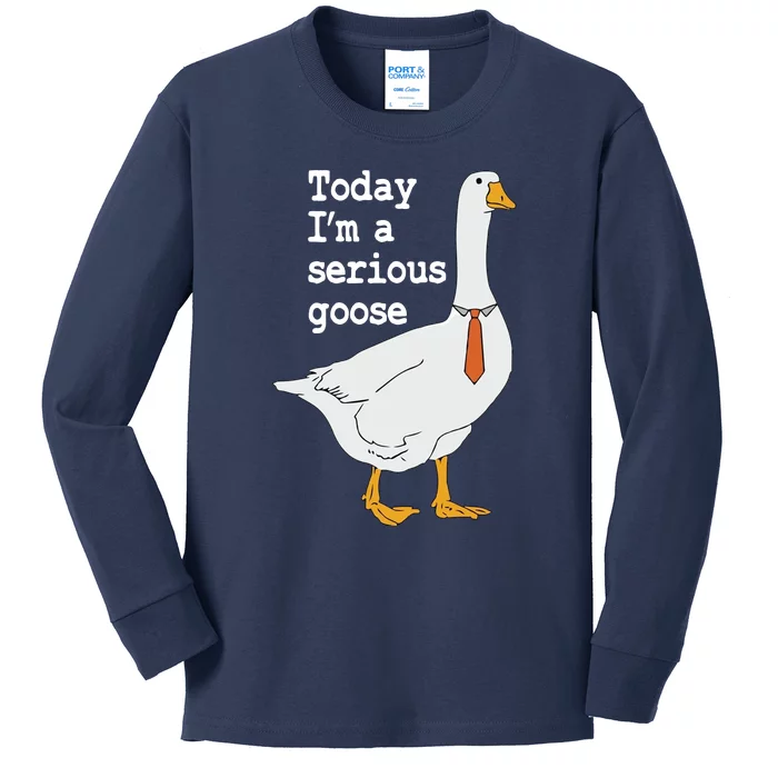 Today Im A Serious Goose Silly Humor Kids Long Sleeve Shirt