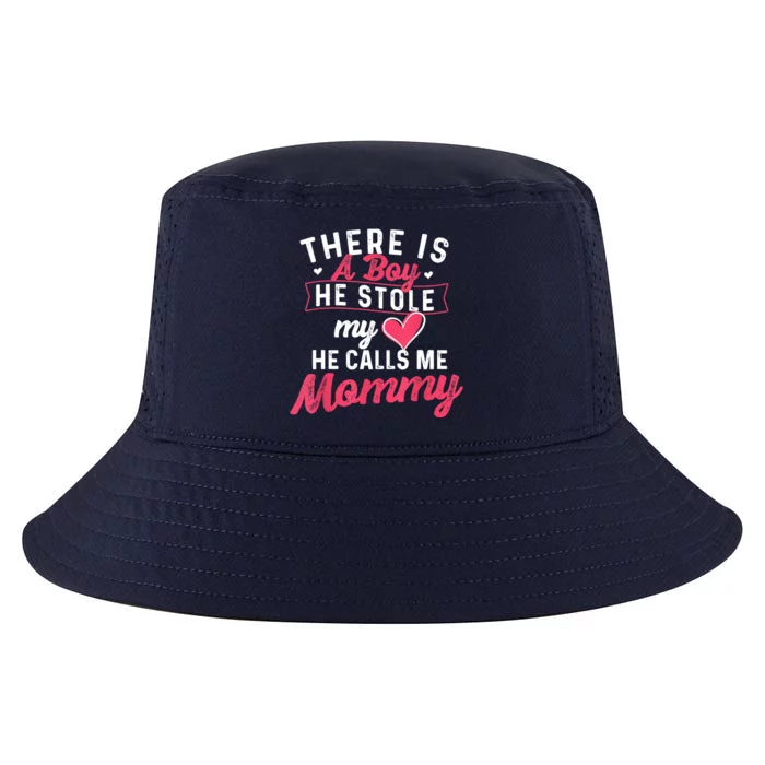 There Is A He Stole My Heart He Calls Me Mommy Mother Cool Comfort Performance Bucket Hat