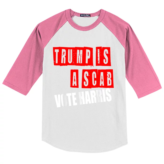 Trump Is A Scab Vote Kamala Harris 2024 Kids Colorblock Raglan Jersey