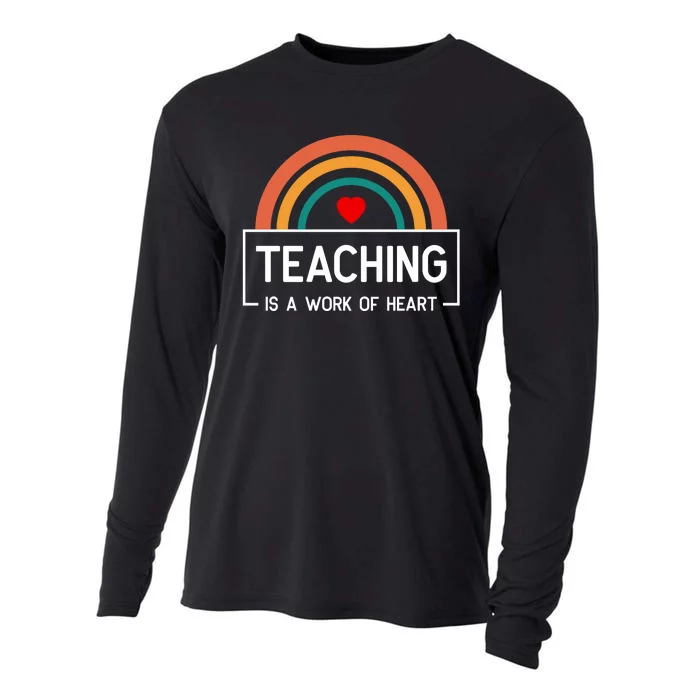 Teaching Is A Work Of Heart Rainbow Cooling Performance Long Sleeve Crew