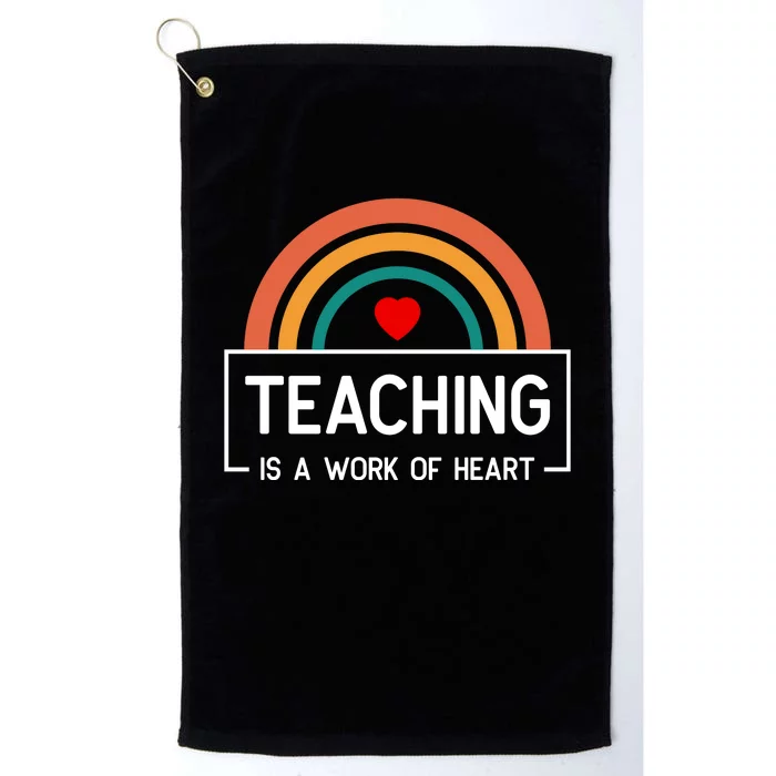 Teaching Is A Work Of Heart Rainbow Platinum Collection Golf Towel