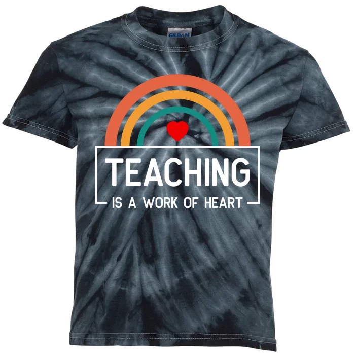 Teaching Is A Work Of Heart Rainbow Kids Tie-Dye T-Shirt