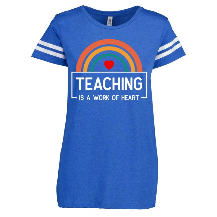 Teaching Is A Work Of Heart Rainbow Enza Ladies Jersey Football T-Shirt