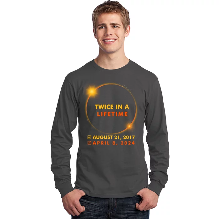 Twice In A Lifetime Solar Eclipse August 21 2017 April 8 2024 Long Sleeve Shirt