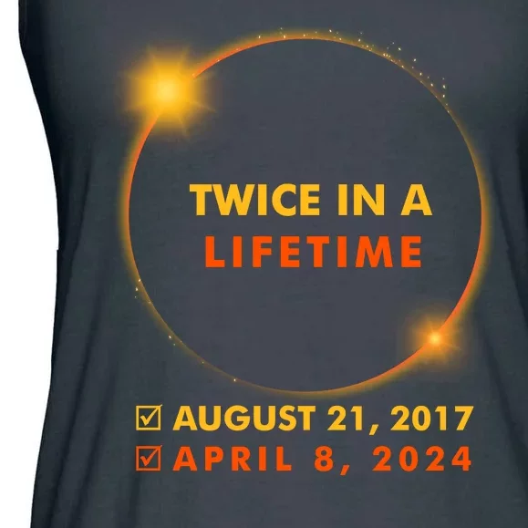 Twice In A Lifetime Solar Eclipse August 21 2017 April 8 2024 Ladies Essential Flowy Tank