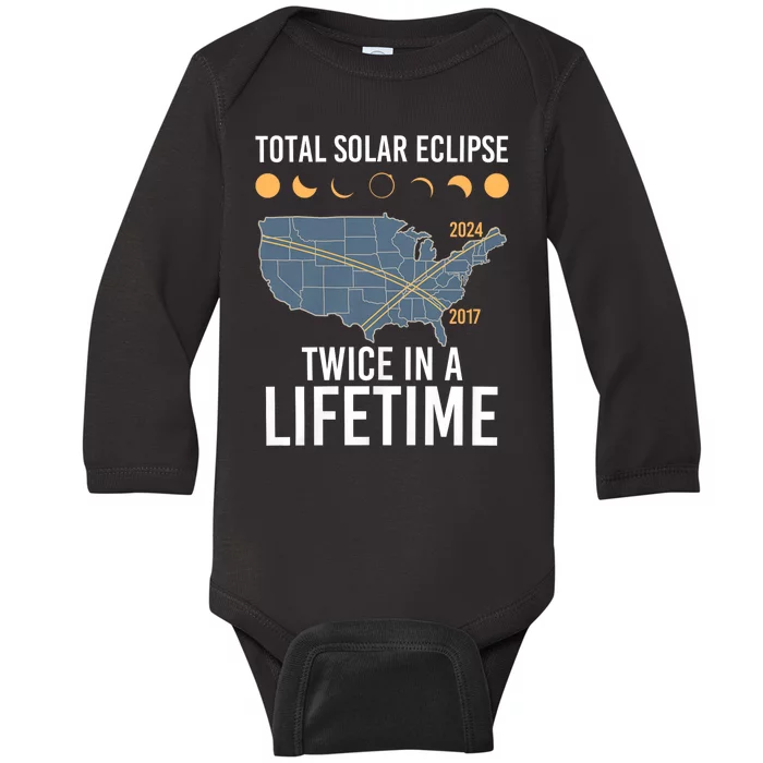 Twice In A Lifetime Solar Eclipse 2024 Total Eclipse Baby Long Sleeve Bodysuit