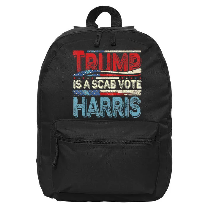 Trump Is A Scab Vote Harris Walz 2024 Kamala American Flag 16 in Basic Backpack