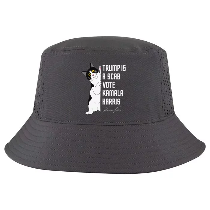 Trump Is A Scab Vote Harris 2024 Funny Cat Cool Comfort Performance Bucket Hat