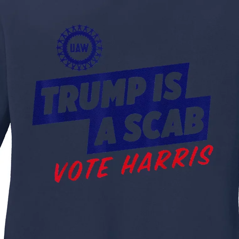 Trump Is A Scab Vote Harris 2024 Ladies Long Sleeve Shirt