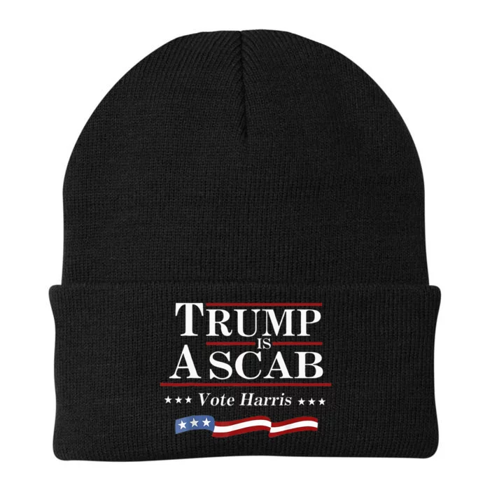 Trump Is A Scab Vote For Harris 2024 Election Funny Knit Cap Winter Beanie