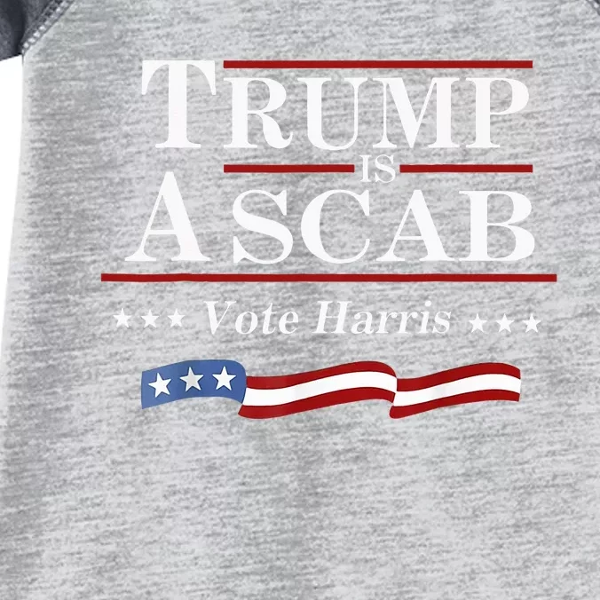 Trump Is A Scab Vote For Harris 2024 Election Funny Infant Baby Jersey Bodysuit