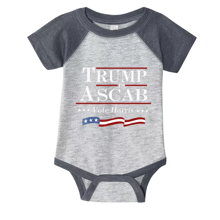 Trump Is A Scab Vote For Harris 2024 Election Funny Infant Baby Jersey Bodysuit