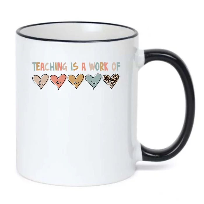 Teaching Is A Work Of Hearts Black Color Changing Mug