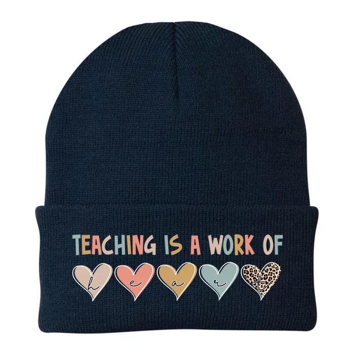 Teaching Is A Work Of Hearts Knit Cap Winter Beanie