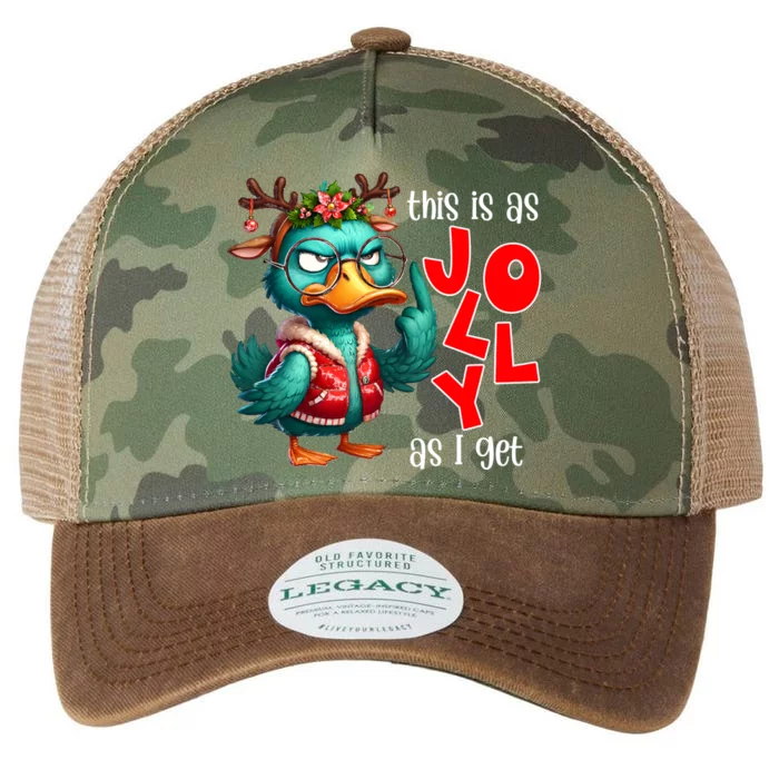 This Is As Jolly As I Get Funny Sarcastic Grumpy Duck Christmas Legacy Tie Dye Trucker Hat