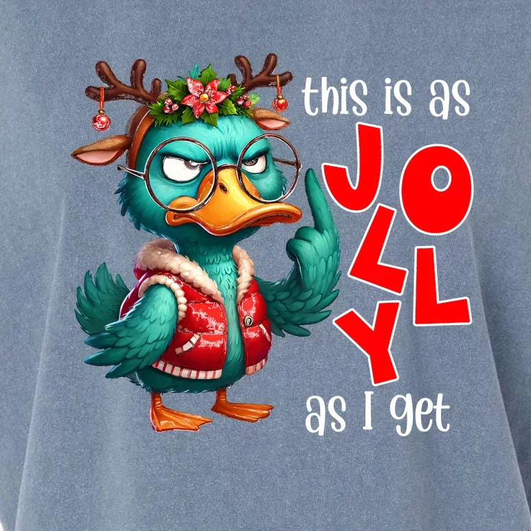 This Is As Jolly As I Get Funny Sarcastic Grumpy Duck Christmas Garment-Dyed Women's Muscle Tee