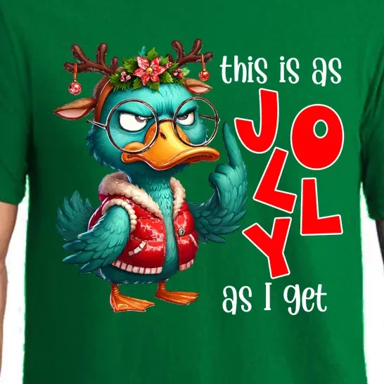 This Is As Jolly As I Get Funny Sarcastic Grumpy Duck Christmas Pajama Set