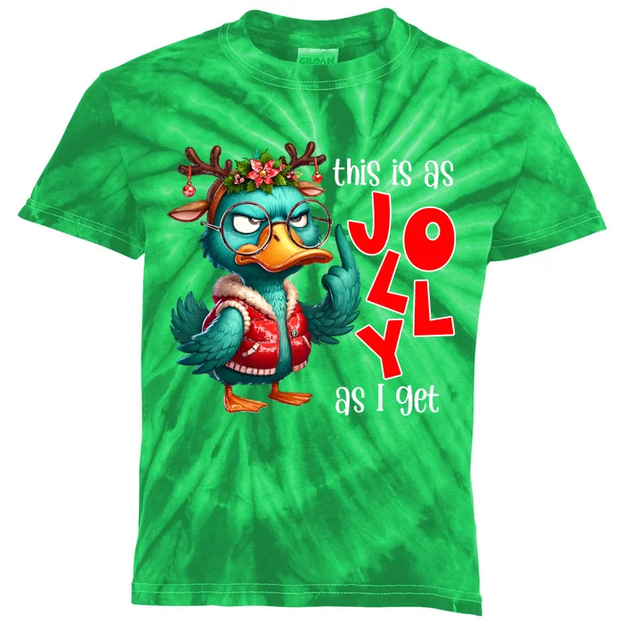 This Is As Jolly As I Get Funny Sarcastic Grumpy Duck Christmas Kids Tie-Dye T-Shirt