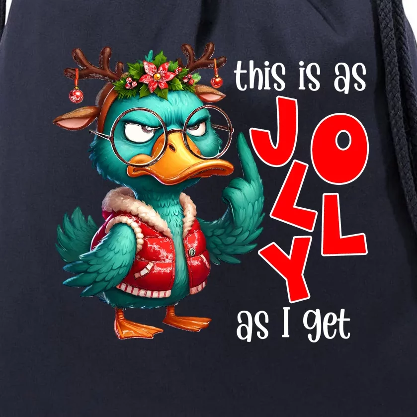 This Is As Jolly As I Get Funny Sarcastic Grumpy Duck Christmas Drawstring Bag