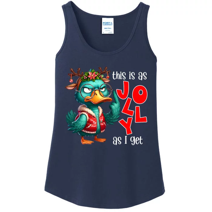 This Is As Jolly As I Get Funny Sarcastic Grumpy Duck Christmas Ladies Essential Tank