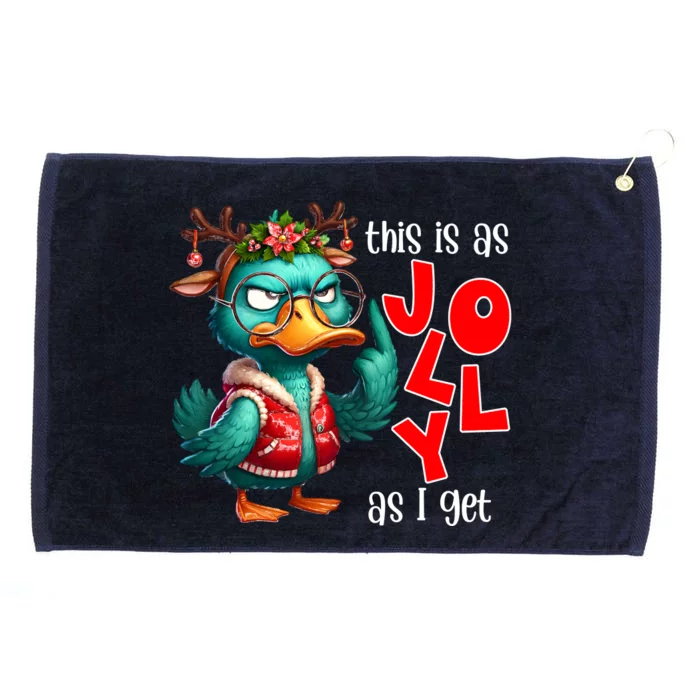 This Is As Jolly As I Get Funny Sarcastic Grumpy Duck Christmas Grommeted Golf Towel