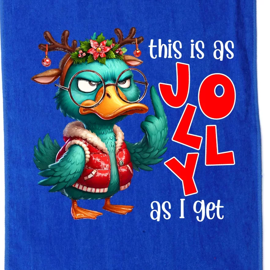 This Is As Jolly As I Get Funny Sarcastic Grumpy Duck Christmas Platinum Collection Golf Towel