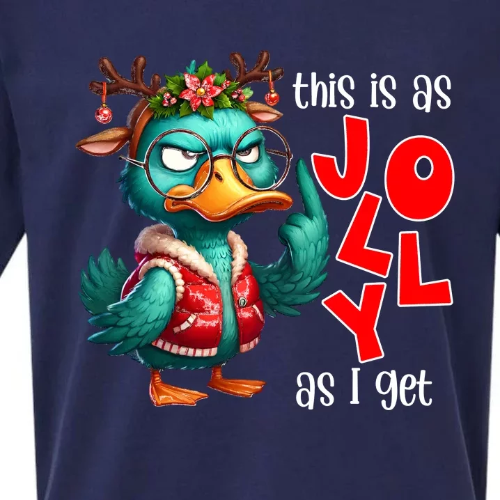 This Is As Jolly As I Get Funny Sarcastic Grumpy Duck Christmas Sueded Cloud Jersey T-Shirt