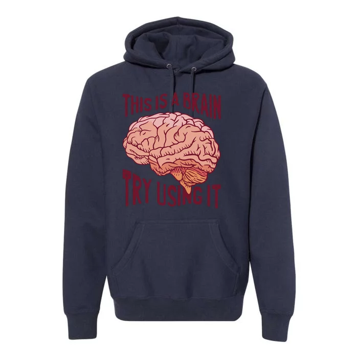 This Is A Brain Try Using It Funny Premium Hoodie