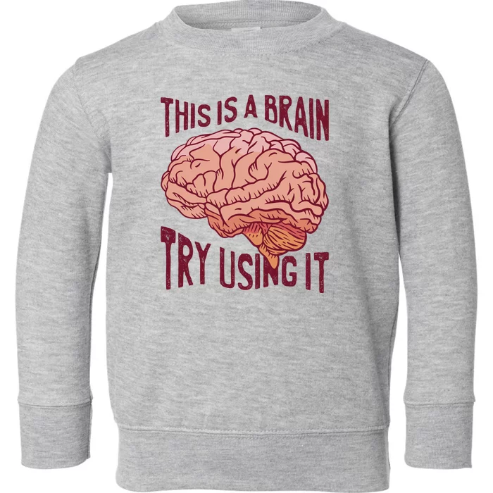 This Is A Brain Try Using It Funny Toddler Sweatshirt