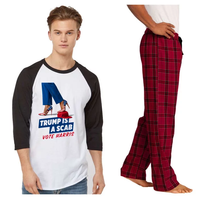 Trump Is A Scab Vote Kamala Harris 2024 Raglan Sleeve Pajama Set