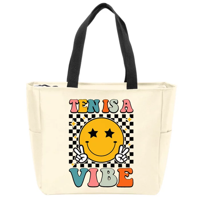 Ten Is A Vibe 10th Birthday Groovy 10 Years Old Zip Tote Bag