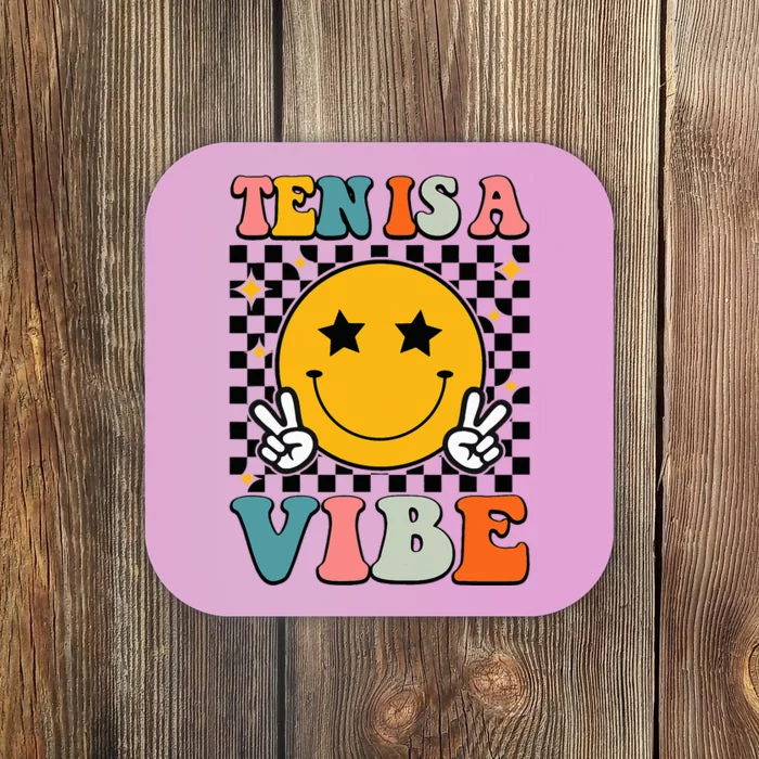 Ten Is A Vibe 10th Birthday Groovy 10 Years Old Coaster