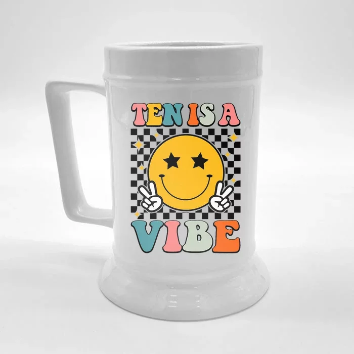 Ten Is A Vibe 10th Birthday Groovy 10 Years Old Front & Back Beer Stein