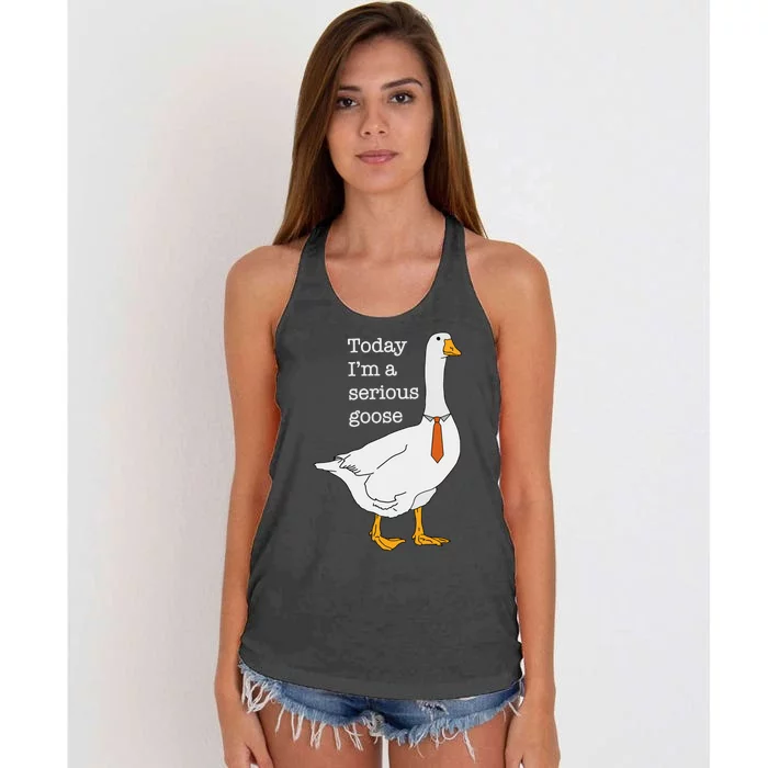 Today IM A Serious Goose Silly Goose Women's Knotted Racerback Tank