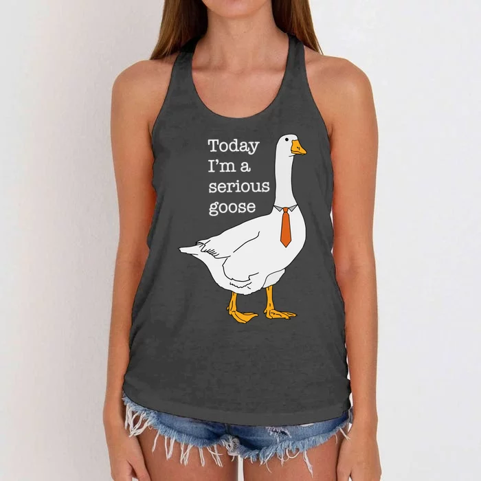 Today IM A Serious Goose Silly Goose Women's Knotted Racerback Tank