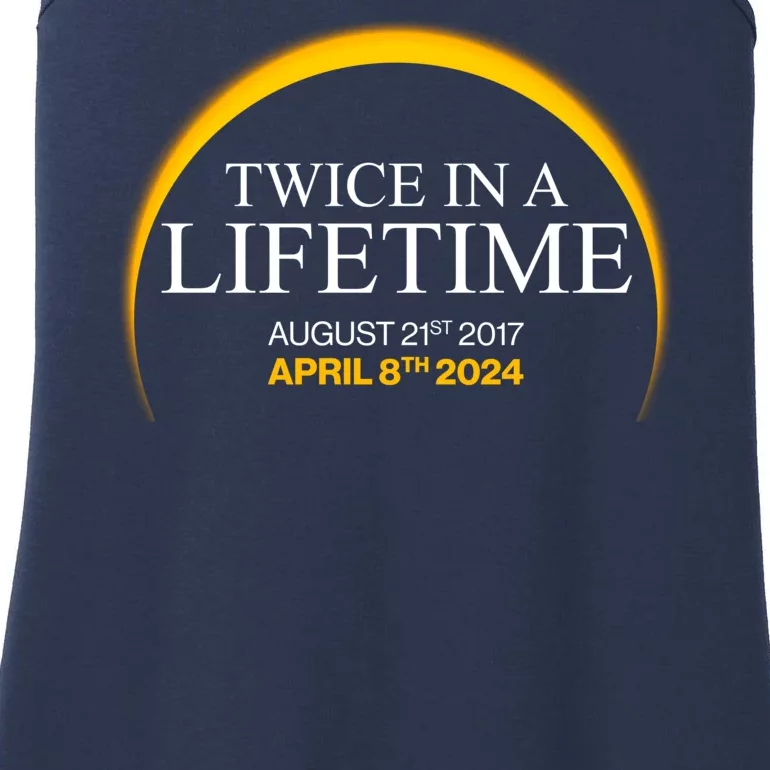 Twice In A Lifetime Total Solar Eclipse April 8 2024 Ladies Essential Tank