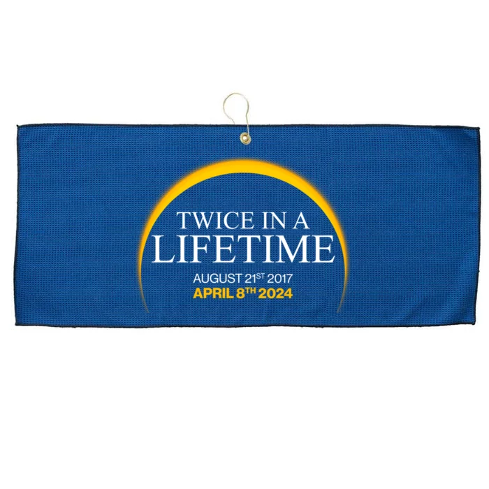 Twice In A Lifetime Total Solar Eclipse April 8 2024 Large Microfiber Waffle Golf Towel