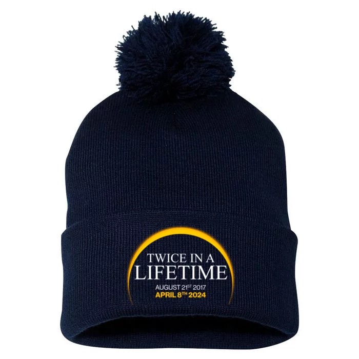 Twice In A Lifetime Total Solar Eclipse April 8 2024 Pom Pom 12in Knit Beanie