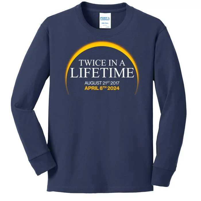 Twice In A Lifetime Total Solar Eclipse April 8 2024 Kids Long Sleeve Shirt