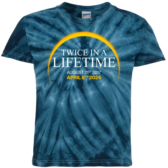 Twice In A Lifetime Total Solar Eclipse April 8 2024 Kids Tie-Dye T-Shirt