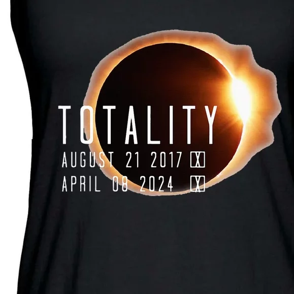 Twice in a Lifetime Totality Solar Eclipse 2017 & 2024 Ladies Essential Flowy Tank