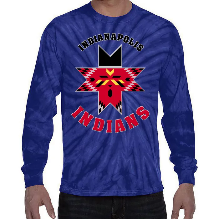 The Indians At Indianapolis Cool Vector Design Tie-Dye Long Sleeve Shirt