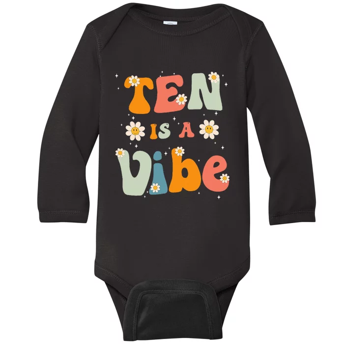 Ten Is A Vibe 10th Birthday Party 10 Ten Year Old Decor Baby Long Sleeve Bodysuit