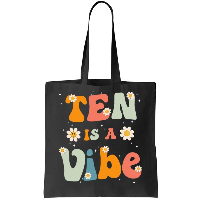 Ten Is A Vibe 10th Birthday Party 10 Ten Year Old Decor Tote Bag