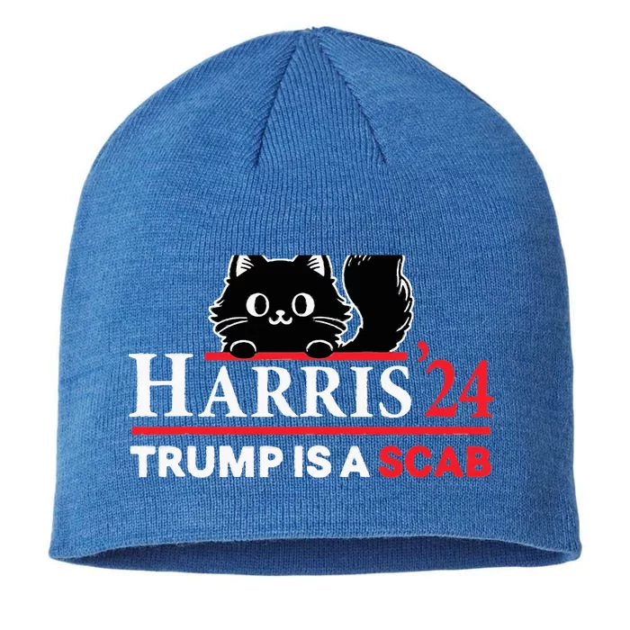 Trump Is A Scab Vote Harris Funny Harris Kamala Trump 8 1/2in Sustainable Knit Beanie