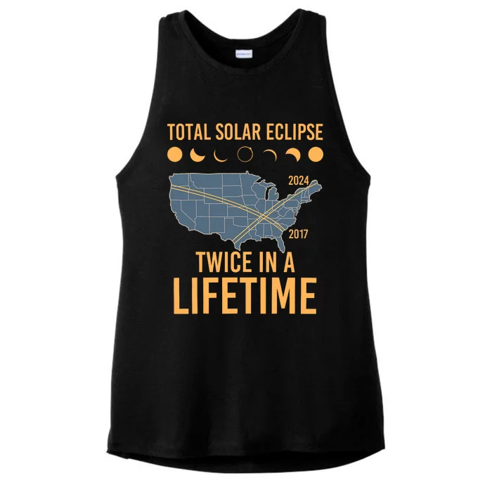 Twice In A Lifetime Solar Eclipse 2024 Total Eclipse Ladies Tri-Blend Wicking Tank