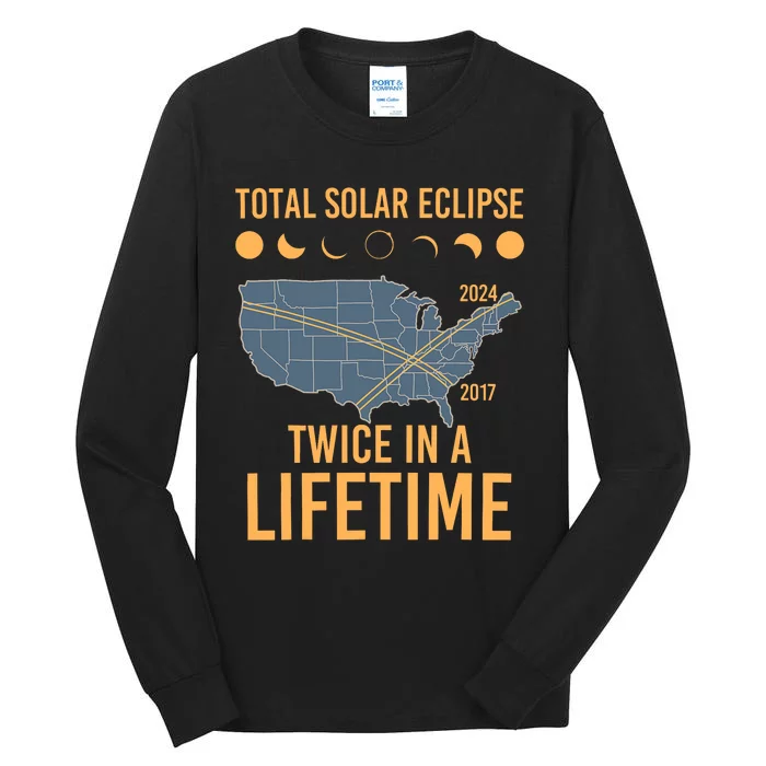 Twice In A Lifetime Solar Eclipse 2024 Total Eclipse Tall Long Sleeve T-Shirt