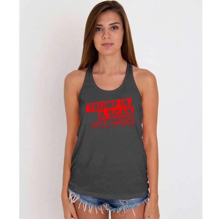 Trump Is A Scab Vote Harris 2024 Women's Knotted Racerback Tank