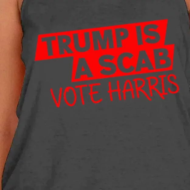 Trump Is A Scab Vote Harris 2024 Women's Knotted Racerback Tank