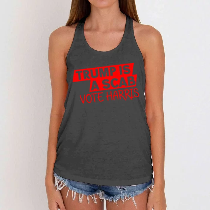 Trump Is A Scab Vote Harris 2024 Women's Knotted Racerback Tank